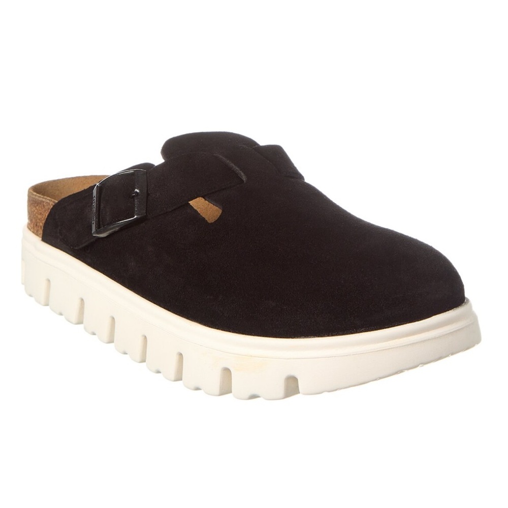 Black Suede Slip-On Clogs